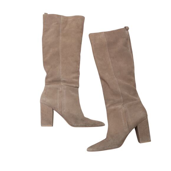 Steve Madden Raddle Taupe Tan Suede Leather Heeled Knee High Boots 10 - Picture 9 of 9